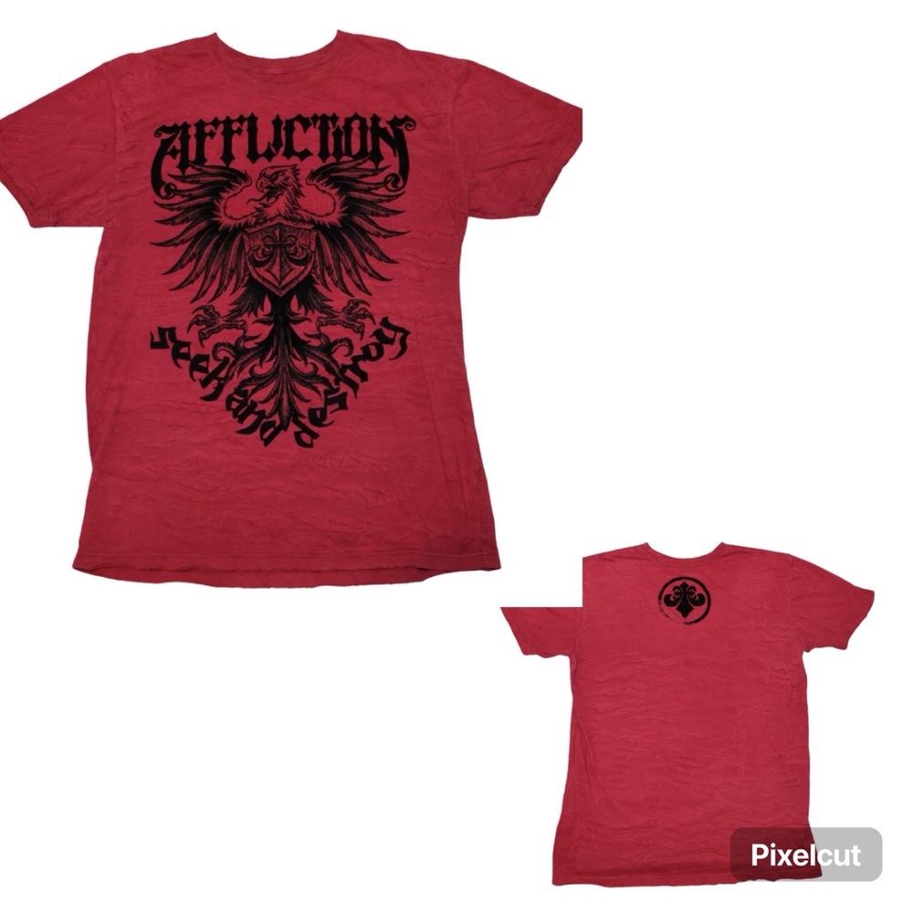 Affliction Red Tee Black Eagle Graphic Seek and Destroy XL